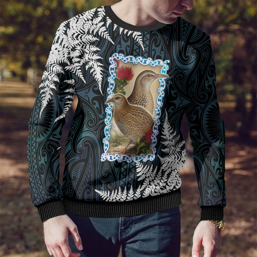 New Zealand Weka Ugly Christmas Sweater Maori Hen Koru Pattern LT05 - Polynesian Pride