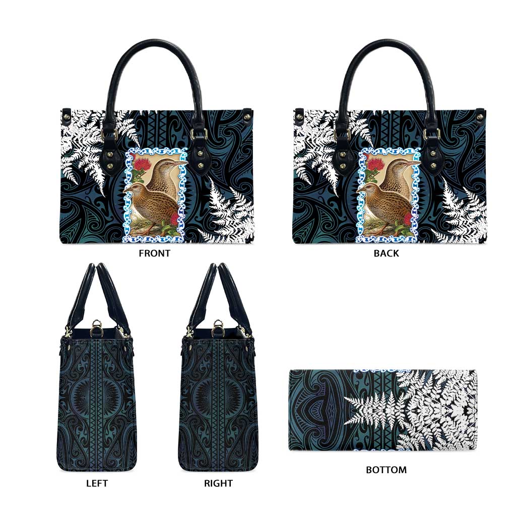 New Zealand Weka Leather Bag Maori Hen Koru Pattern - Polynesian Pride