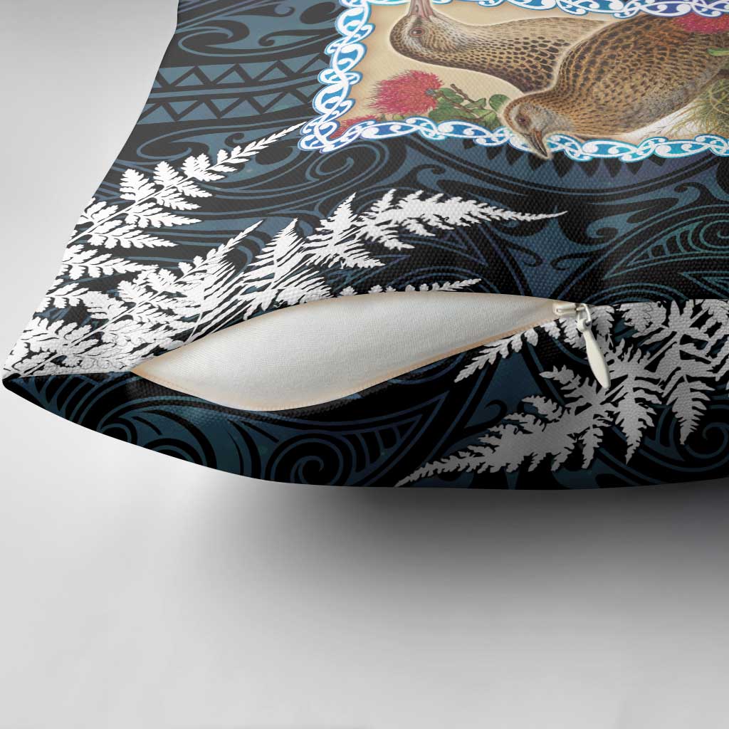 New Zealand Weka Pillow Cover Maori Hen Koru Pattern - Polynesian Pride