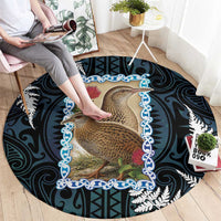 New Zealand Weka Round Carpet Maori Hen Koru Pattern - Polynesian Pride