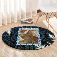 New Zealand Weka Round Carpet Maori Hen Koru Pattern - Polynesian Pride