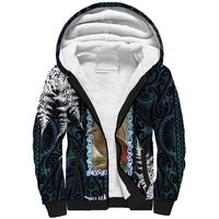 New Zealand Weka Sherpa Hoodie Maori Hen Koru Pattern - Polynesian Pride