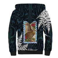 New Zealand Weka Sherpa Hoodie Maori Hen Koru Pattern - Polynesian Pride
