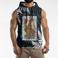 New Zealand Weka Sleeveless Hoodie Maori Hen Koru Pattern - Polynesian Pride
