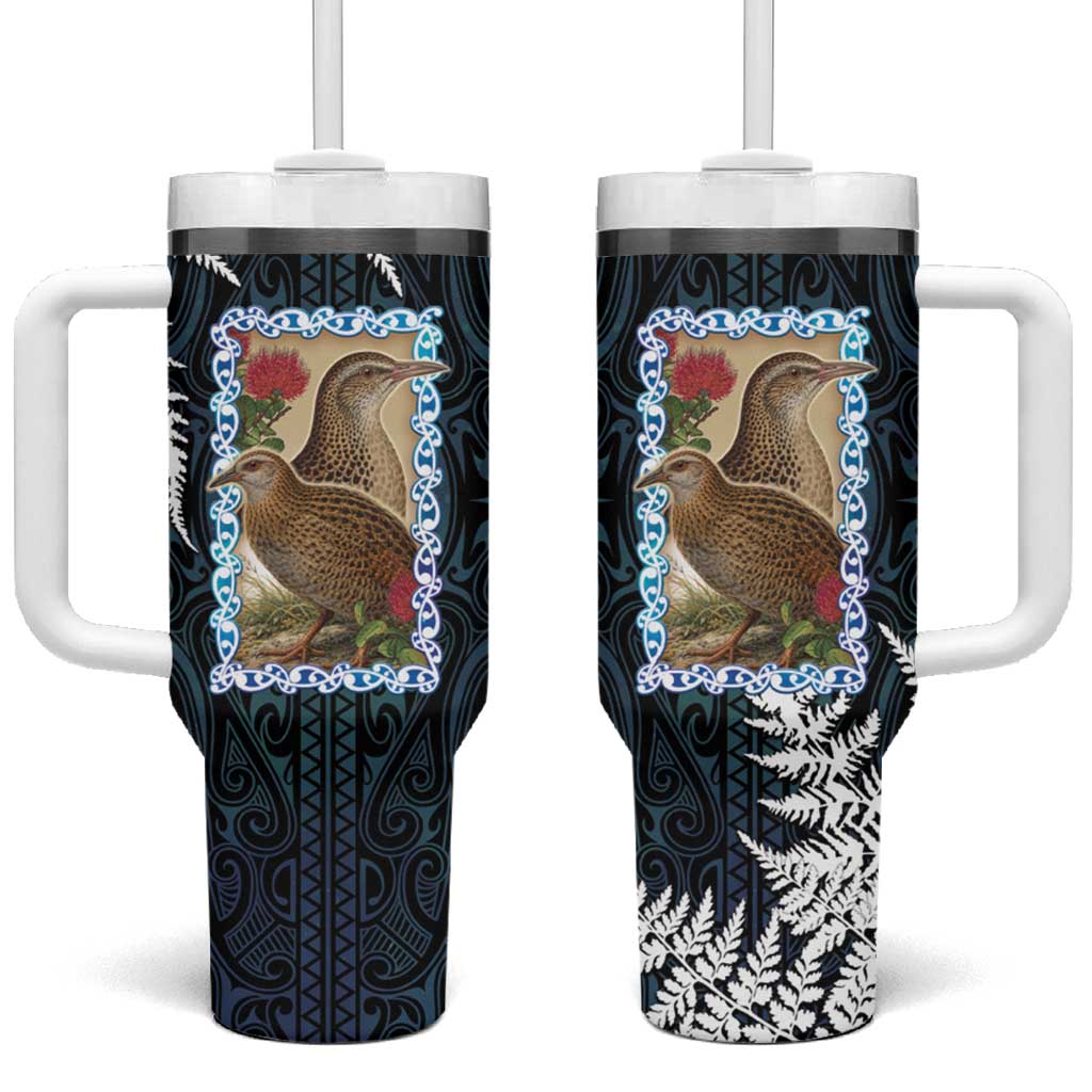 New Zealand Weka Tumbler With Handle Maori Hen Koru Pattern - Polynesian Pride
