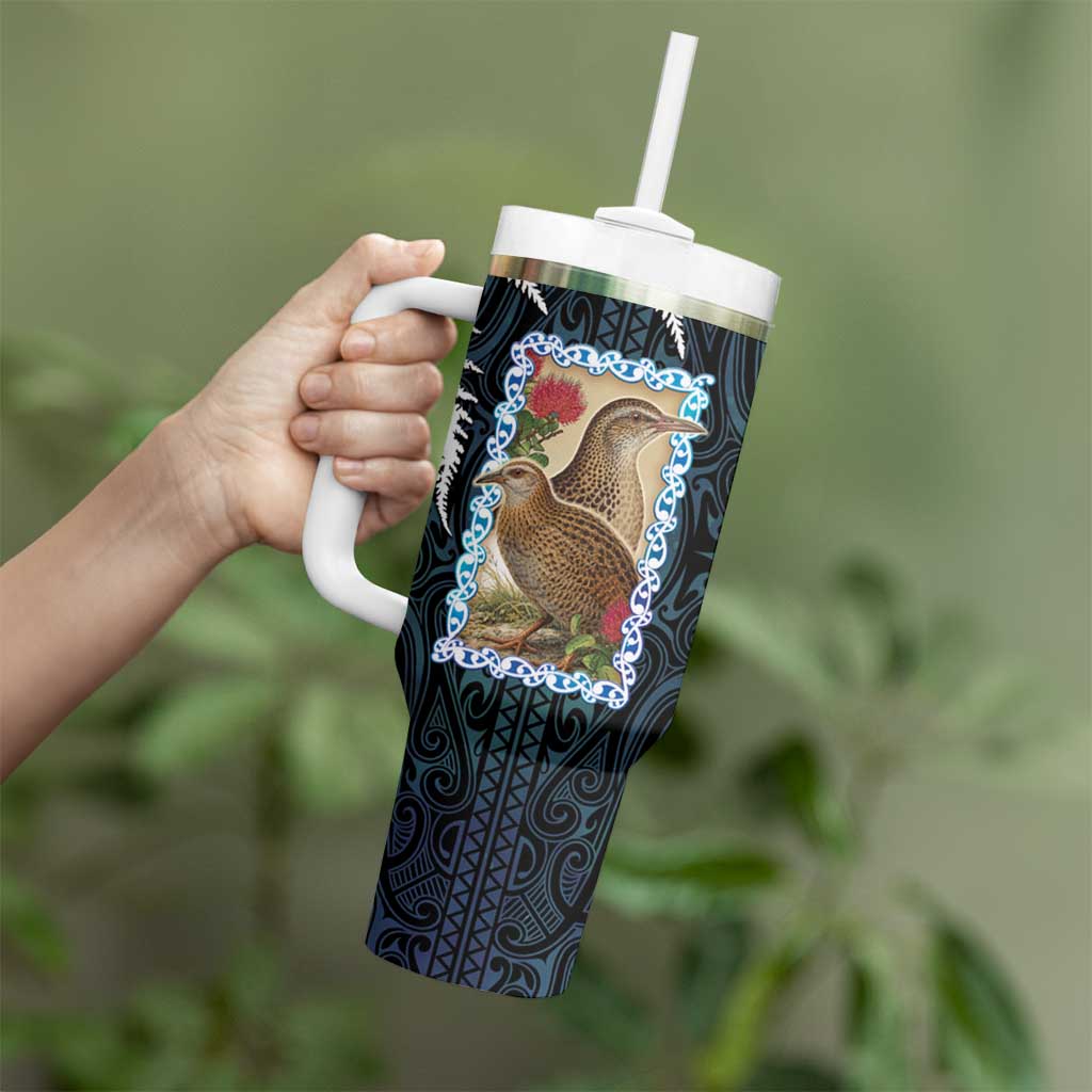 New Zealand Weka Tumbler With Handle Maori Hen Koru Pattern - Polynesian Pride