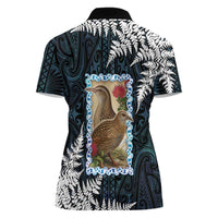 New Zealand Weka Women Polo Shirt Maori Hen Koru Pattern - Polynesian Pride
