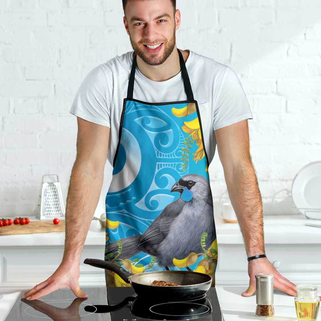 New Zealand Kokako Bird Apron Maori Koru With Kowhai Flowers - Polynesian Pride