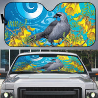 New Zealand Kokako Bird Auto Sun Shade Maori Koru With Kowhai Flowers - Polynesian Pride