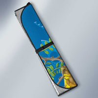 New Zealand Kokako Bird Auto Sun Shade Maori Koru With Kowhai Flowers - Polynesian Pride