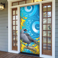 New Zealand Kokako Bird Door Cover Maori Koru With Kowhai Flowers LT05 - Polynesian Pride