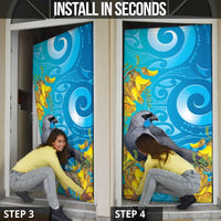 New Zealand Kokako Bird Door Cover Maori Koru With Kowhai Flowers LT05 - Polynesian Pride