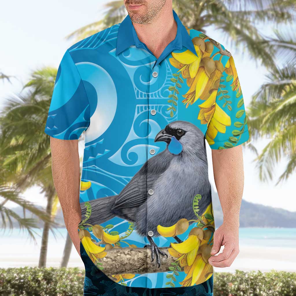 New Zealand Kokako Bird Hawaiian Shirt Maori Koru With Kowhai Flowers LT05 - Polynesian Pride