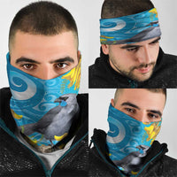 New Zealand Kokako Bird Neck Gaiter Maori Koru With Kowhai Flowers - Polynesian Pride