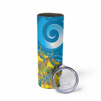 New Zealand Kokako Bird Skinny Tumbler Maori Koru With Kowhai Flowers LT05 - Polynesian Pride