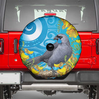 New Zealand Kokako Bird Spare Tire Cover Maori Koru With Kowhai Flowers LT05 - Polynesian Pride