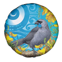 New Zealand Kokako Bird Spare Tire Cover Maori Koru With Kowhai Flowers LT05 - Polynesian Pride