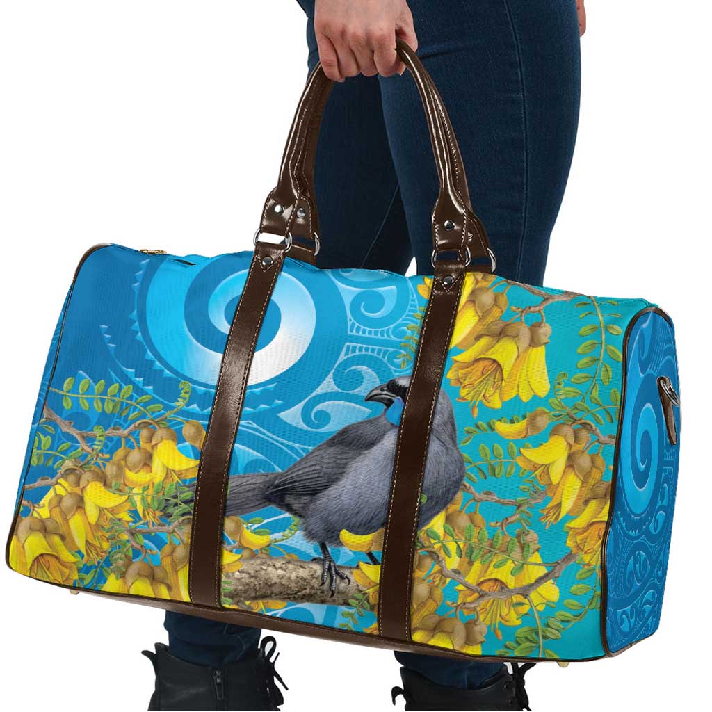 New Zealand Kokako Bird Travel Bag Maori Koru With Kowhai Flowers LT05 - Polynesian Pride