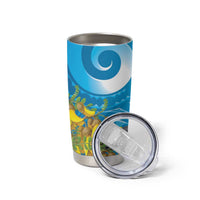 New Zealand Kokako Bird Tumbler Cup Maori Koru With Kowhai Flowers LT05 - Polynesian Pride