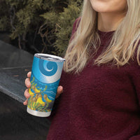 New Zealand Kokako Bird Tumbler Cup Maori Koru With Kowhai Flowers LT05 - Polynesian Pride