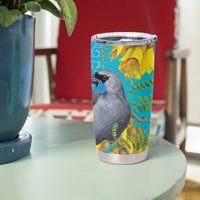New Zealand Kokako Bird Tumbler Cup Maori Koru With Kowhai Flowers LT05 - Polynesian Pride