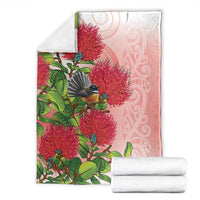 New Zealand Fantail Blanket Maori Koru With Pohutukawa Flowers - Polynesian Pride