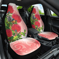 New Zealand Fantail Car Seat Cover Maori Koru With Pohutukawa Flowers LT05 One Size Red - Polynesian Pride