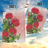 New Zealand Fantail Garden Flag Maori Koru With Pohutukawa Flowers LT05 - Polynesian Pride