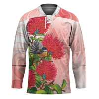 New Zealand Fantail Hockey Jersey Maori Koru With Pohutukawa Flowers - Polynesian Pride