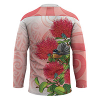 New Zealand Fantail Hockey Jersey Maori Koru With Pohutukawa Flowers - Polynesian Pride