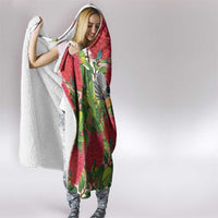 New Zealand Fantail Hooded Blanket Maori Koru With Pohutukawa Flowers LT05 - Polynesian Pride