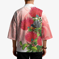 New Zealand Fantail Kimono Maori Koru With Pohutukawa Flowers LT05 - Polynesian Pride