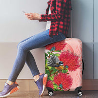 New Zealand Fantail Luggage Cover Maori Koru With Pohutukawa Flowers LT05 - Polynesian Pride