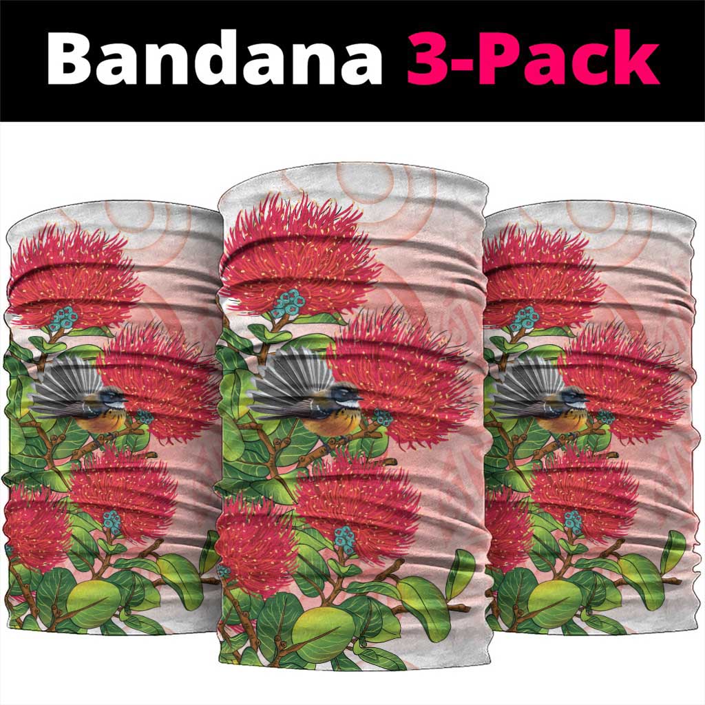 New Zealand Fantail Neck Gaiter Maori Koru With Pohutukawa Flowers - Polynesian Pride