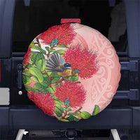 New Zealand Fantail Spare Tire Cover Maori Koru With Pohutukawa Flowers LT05 No hole Red - Polynesian Pride