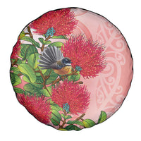 New Zealand Fantail Spare Tire Cover Maori Koru With Pohutukawa Flowers LT05 - Polynesian Pride