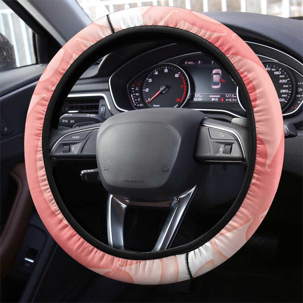 New Zealand Fantail Steering Wheel Cover Maori Koru With Pohutukawa Flowers LT05 - Polynesian Pride