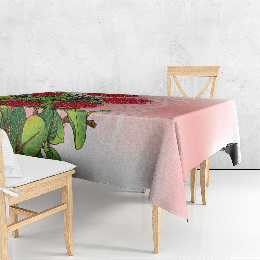 New Zealand Fantail Tablecloth Maori Koru With Pohutukawa Flowers - Polynesian Pride