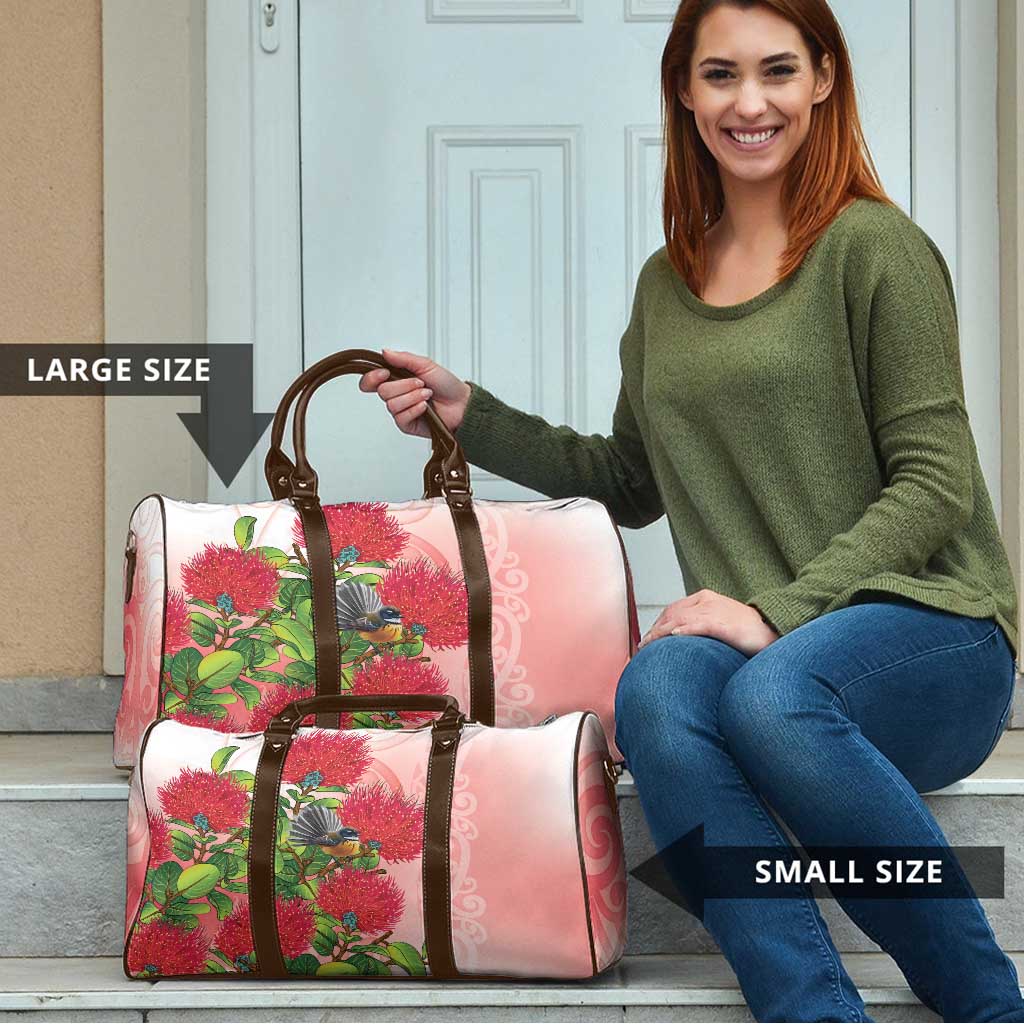 New Zealand Fantail Travel Bag Maori Koru With Pohutukawa Flowers LT05 - Polynesian Pride