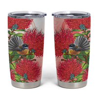 New Zealand Fantail Tumbler Cup Maori Koru With Pohutukawa Flowers LT05 Red - Polynesian Pride