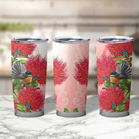 New Zealand Fantail Tumbler Cup Maori Koru With Pohutukawa Flowers LT05 - Polynesian Pride