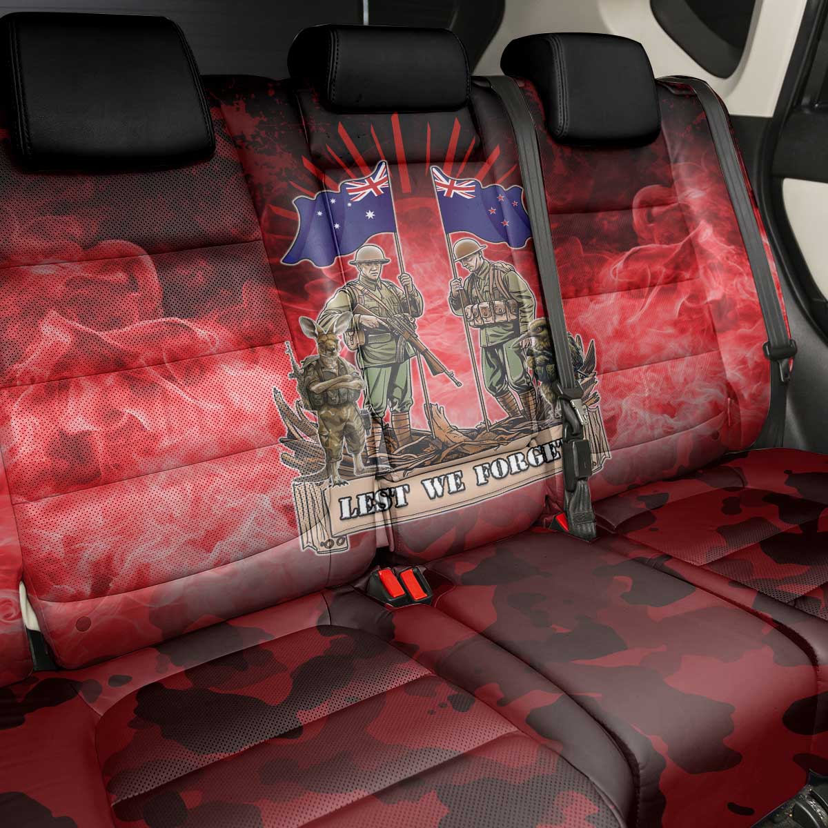 Australia And New Zealand ANZAC Day Back Car Seat Cover Soldiers Lest We Forget