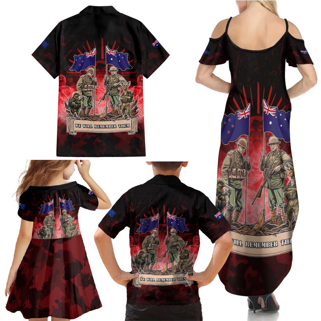 Australia And New Zealand ANZAC Day Family Matching Summer Maxi Dress and Hawaiian Shirt Soldiers Lest We Forget