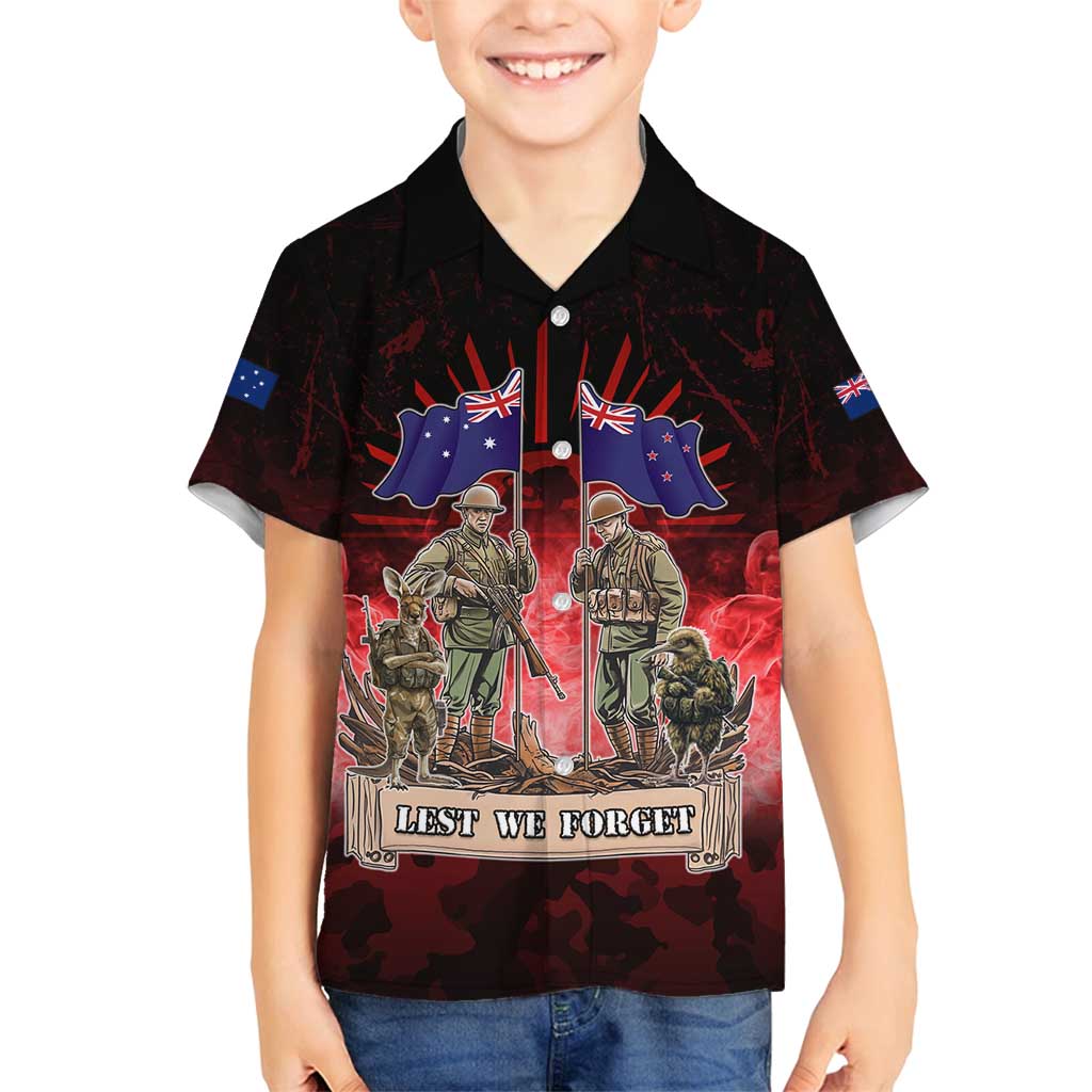 Australia And New Zealand ANZAC Day Family Matching Tank Maxi Dress and Hawaiian Shirt Soldiers Lest We Forget