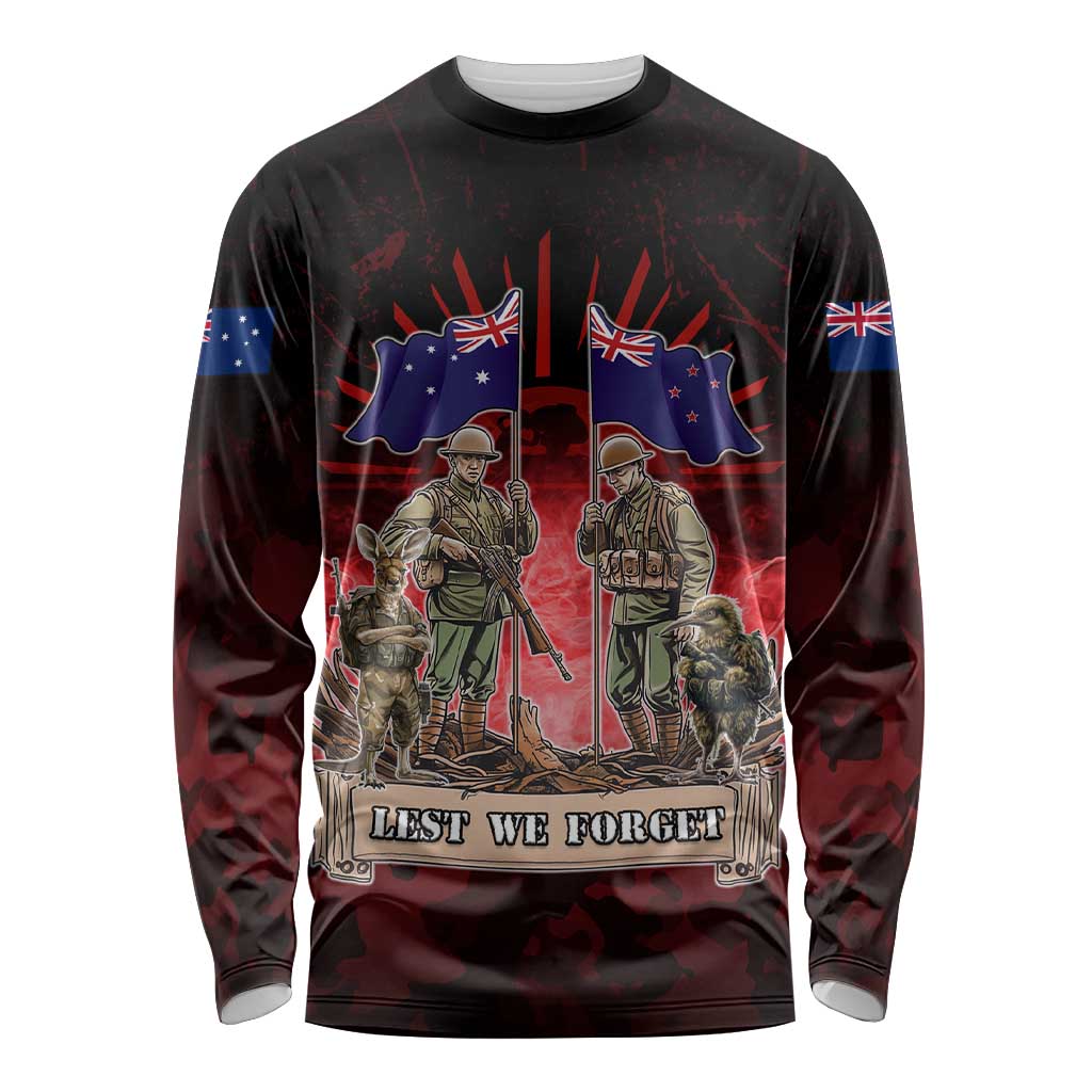 Australia And New Zealand ANZAC Day Long Sleeve Shirt Soldiers Lest We Forget
