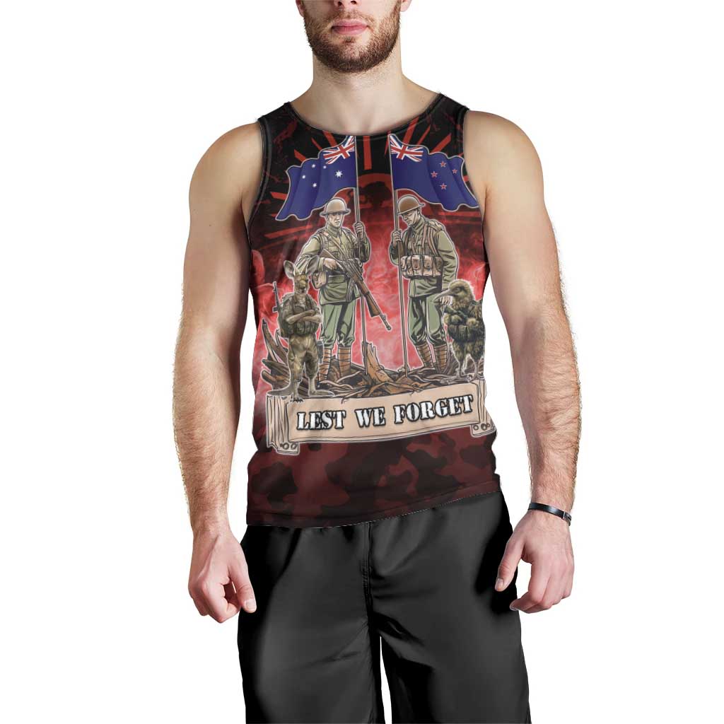 Australia And New Zealand ANZAC Day Men Tank Top Soldiers Lest We Forget