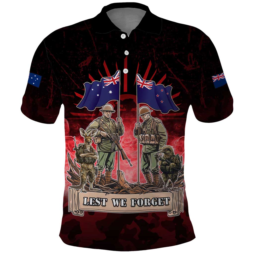 Australia And New Zealand ANZAC Day Polo Shirt Soldiers Lest We Forget LT05