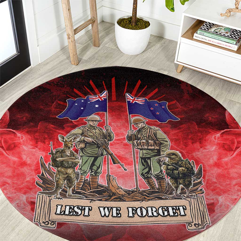 Australia And New Zealand ANZAC Day Round Carpet Soldiers Lest We Forget
