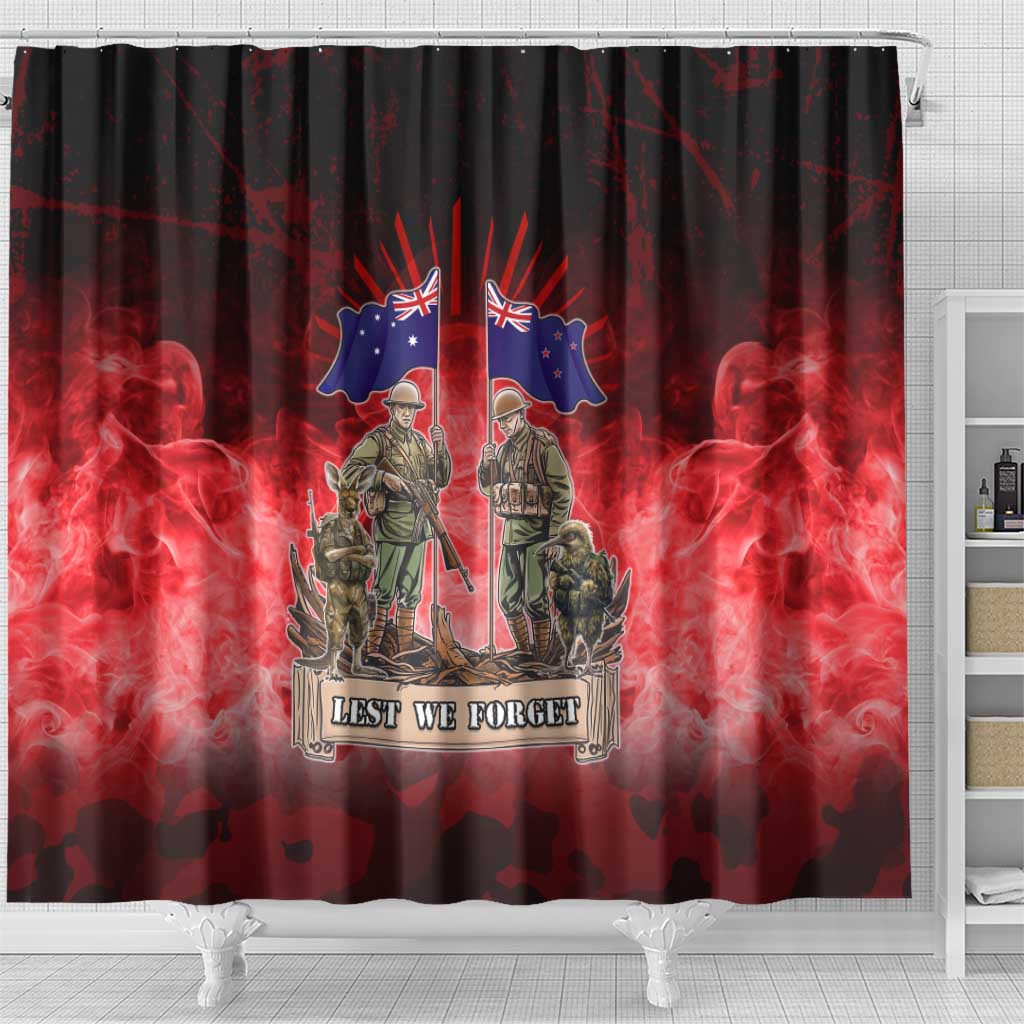 Australia And New Zealand ANZAC Day Shower Curtain Soldiers Lest We Forget