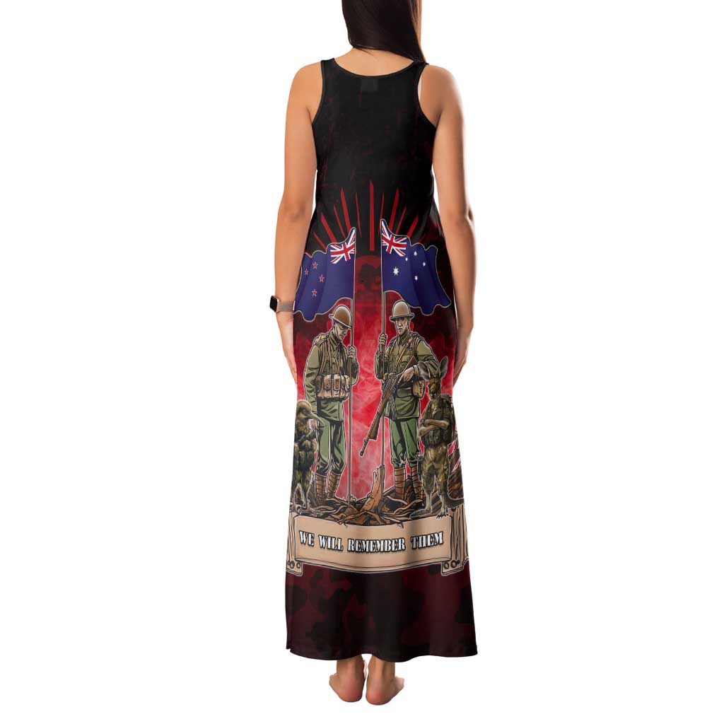 Australia And New Zealand ANZAC Day Tank Maxi Dress Soldiers Lest We Forget